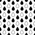 Black and white water drop seamless pattern, large drop rain flat background for textile decoration design