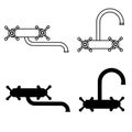 long spout water tap icon black and white