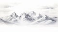 Black And White Watercolor Painting Of Mountains: Serene Faces And Snow Scenes