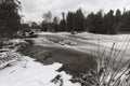 Black and white waterfalls at Sauble Falls Provincial Park