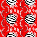 Black and white watermelon on red background