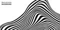 Black and white wave stripe optical abstract design. Vector background. curved lines Royalty Free Stock Photo