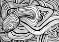 Black and white Waves creative decorative abstract background, psychedelic coloring page for adults