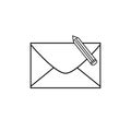 Black and white web icon. Envelope with pencil. Email icon. Royalty Free Stock Photo