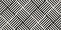 Black and white wicker surface texture. Vector abstract geometric seamless pattern. Geo background with stripes, lines. Simple Royalty Free Stock Photo