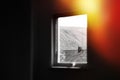 Black and white window with light leak backdrop Royalty Free Stock Photo