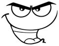 Black And White Winking Cartoon Funny Face With Smiling Expression.