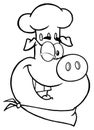 Black And White Winking Chef Pig Face Cartoon Mascot Character