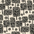 Black and white winter tree seamless pattern Royalty Free Stock Photo