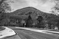 A Black and White Winter View of Flat Top Mountain Royalty Free Stock Photo