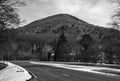 A Black and White Winter View of Flat Top Mountain Royalty Free Stock Photo