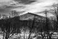 A Black and White Winter View of Sharp Top Mountain Royalty Free Stock Photo