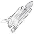 Black and white wire space shuttle on white. Royalty Free Stock Photo