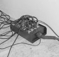 Black and white, the wires from the musical instrument with the Royalty Free Stock Photo