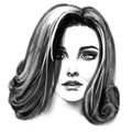 Black and white woman head portrait drawing