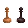 Black and white wooden chess pawns 3d rendering Royalty Free Stock Photo