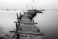 Black and white wooden jetty Royalty Free Stock Photo