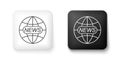 Black and white World and global news concept icon isolated on white background. World globe symbol. News sign icon Royalty Free Stock Photo