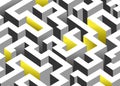Black, white and yellow maze, labyrinth. Royalty Free Stock Photo