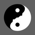 Black and white Yin Yang symbol with faces