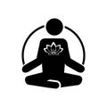 Yoga icon with lotus in flat style. Meditate and love concept. Yoga symbol isolated on white background Simple abstract Royalty Free Stock Photo