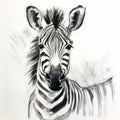 Happy Zebra Portrait: Ink Wash Sketch By Willem Haenraets Royalty Free Stock Photo