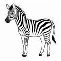 Creative Zebra Drawing With Graphic Black Outlines On White Background