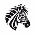 Black And White Zebra Head Icon Vector - John Mckinstry Style