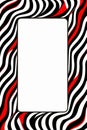 a black and white zebra print frame with red and white stripes Royalty Free Stock Photo