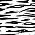 Black white zebra tiger skin seamless pattern. Vector hand drawn endless illustration background Royalty Free Stock Photo