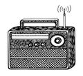 zentangle style retro radio streo illustration, hand drawing Royalty Free Stock Photo