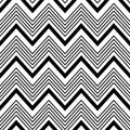 black and white zigzag chevron pattern, seamless zig zag line texture abstract geometry background trendy minimalist decor Royalty Free Stock Photo