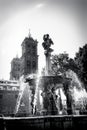 Black White Zocalo Park Plaza Cathedral Puebla Mexico Royalty Free Stock Photo