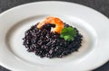 Black wholegrain rice with shrimp Royalty Free Stock Photo