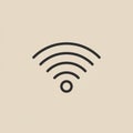Black Wi-Fi symbol on a beige background. Features one circle with three increasingly Royalty Free Stock Photo