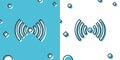 Black Wi-Fi wireless internet network symbol icon isolated on blue and white background. Random dynamic shapes. Vector