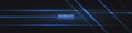 Black wide abstract horizontal technology banner with blue neon lines. Royalty Free Stock Photo