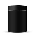 Black wide round container with ribbed cap/lid