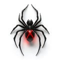Black Widow Spider 3D Render Glowing Red X Mark Danger Warning Sign