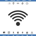 Black WiFi symbol on a white background, featuring a solid circle at the bottom with