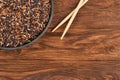 Black rice in pan Royalty Free Stock Photo