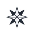 Black Wind rose icon isolated on white background. Compass icon for travel. Navigation design. Vector Royalty Free Stock Photo
