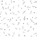 Black Wind turbine icon isolated seamless pattern on white background. Wind generator sign. Windmill silhouette Royalty Free Stock Photo