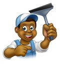 Black Window Cleaner With Squeegee Royalty Free Stock Photo