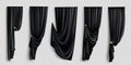 Black window curtains set, folded cloth for interior decoration isolated on transparent background Royalty Free Stock Photo