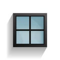 Black window and soft shadow on white background. Vector