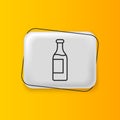 Black Wine bottle icon isolated on yellow background. Silver rectangle button. Vector Royalty Free Stock Photo