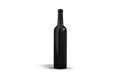 Black Wine bottle with label and close black box packaging mockup isolated on white background, Royalty Free Stock Photo