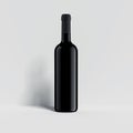 Black wine bottle on the white background, 3d rendering