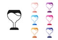 Black Wine glass icon isolated on white background. Wineglass sign. Set icons colorful. Vector Royalty Free Stock Photo